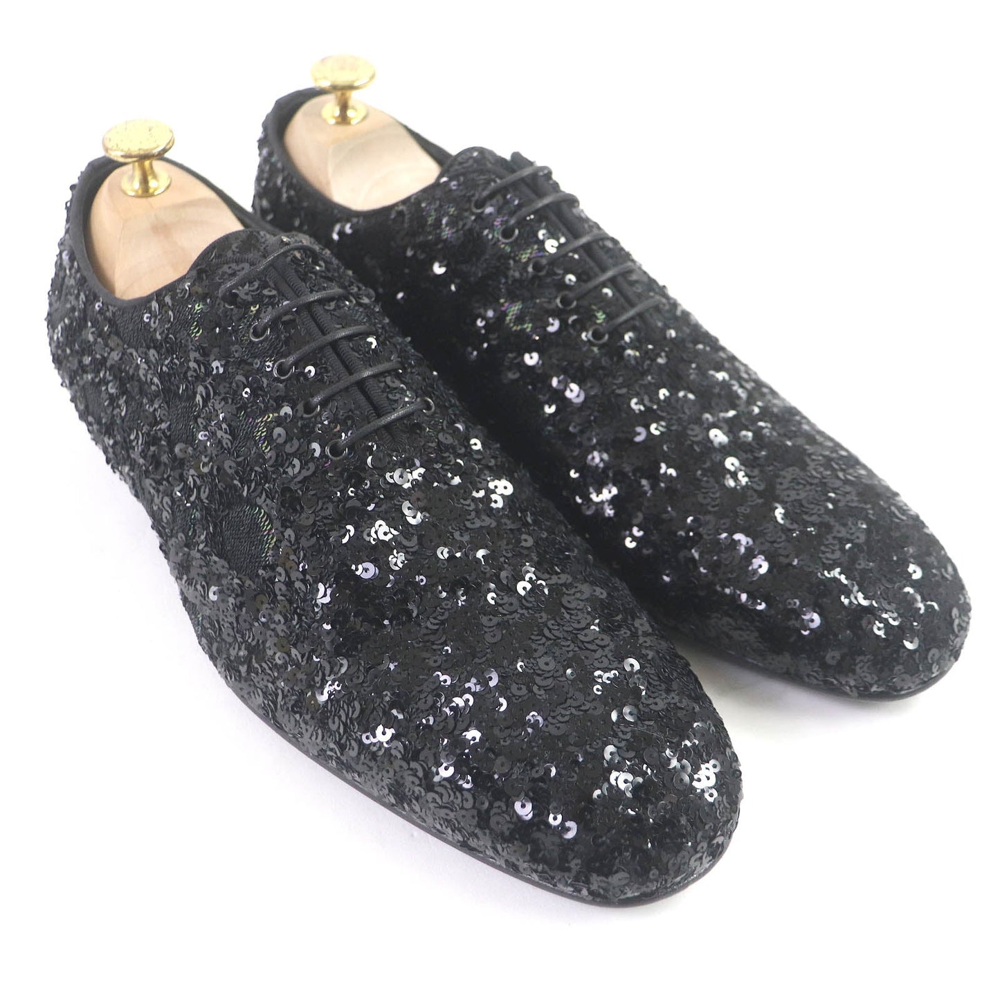 LOUIS VUITTON Dress shoes Main: Leather, Sequins black mens 7  d