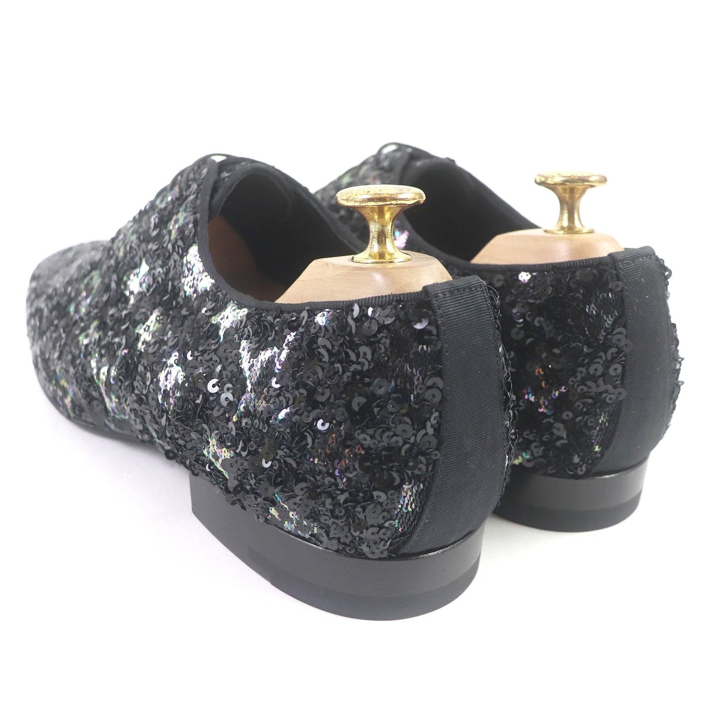 LOUIS VUITTON Dress shoes Main: Leather, Sequins black mens 7  d