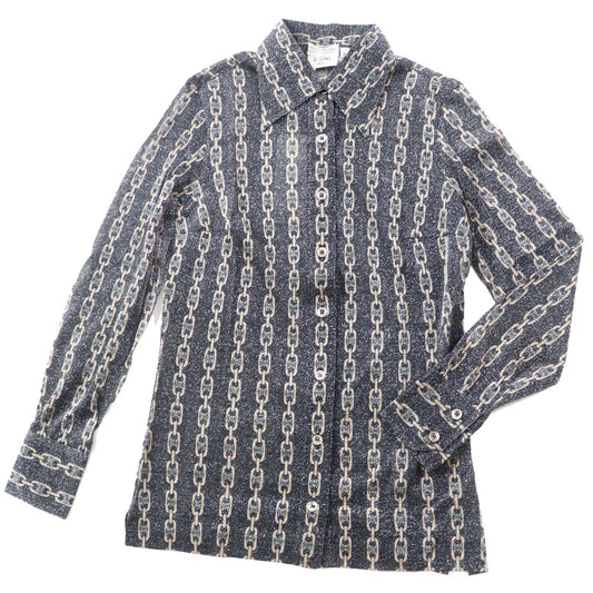 CELINE Long sleeve shirt 50% glitter, 50% SINTETICA Black beige Women 38