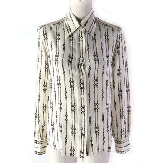 CELINE Long sleeve shirt Main: 100% silk Off-white Brown type Women 38