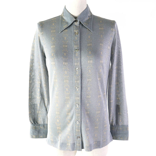 CELINE Long sleeve shirt 50% glitter, 50% SINTETICA Blue Gray Beige Women 42
