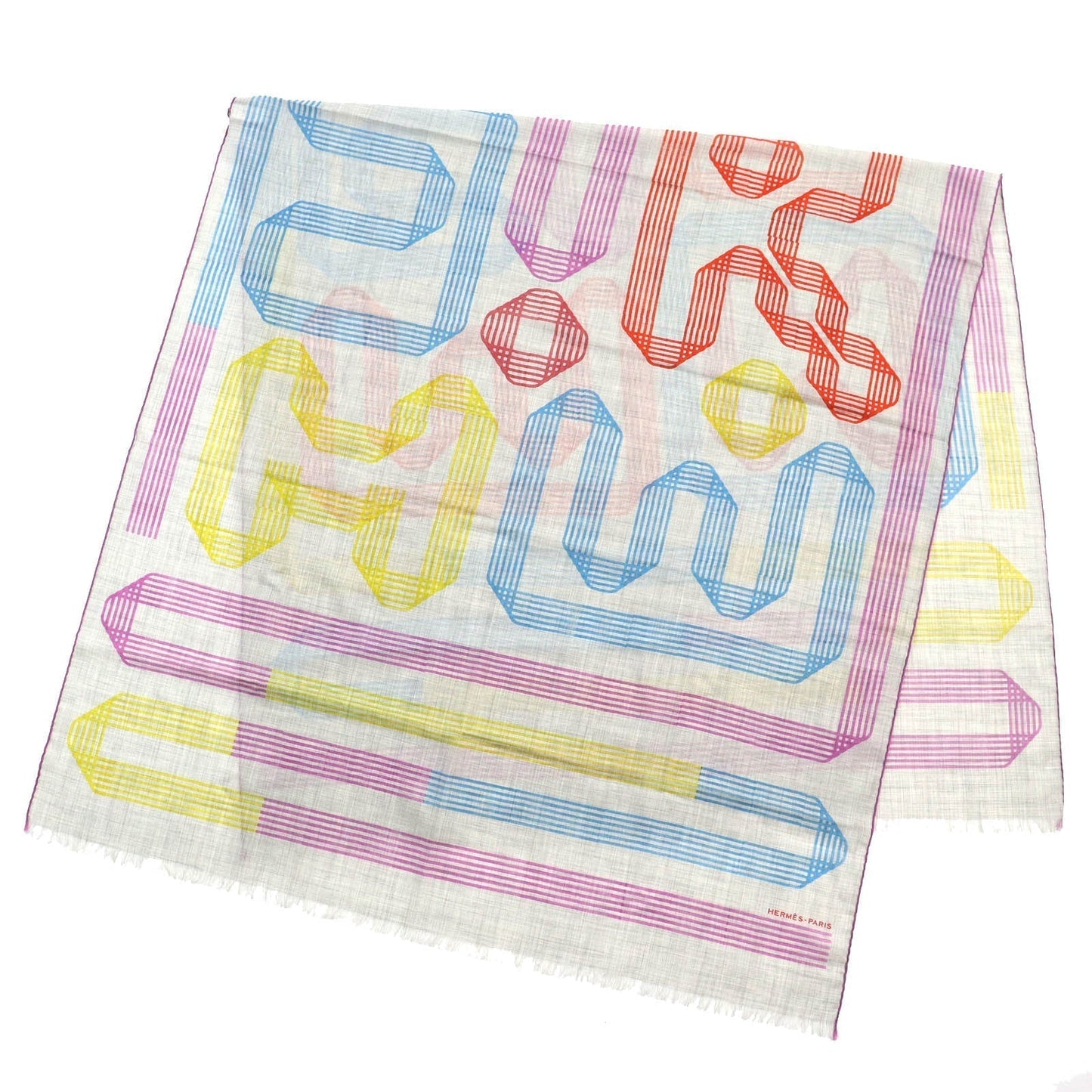 HERMES Stall 563068S 02 cashmere Multicolor, Gris Chine/Cyclamen Les Rubans d'Hermes Hermes ribbons