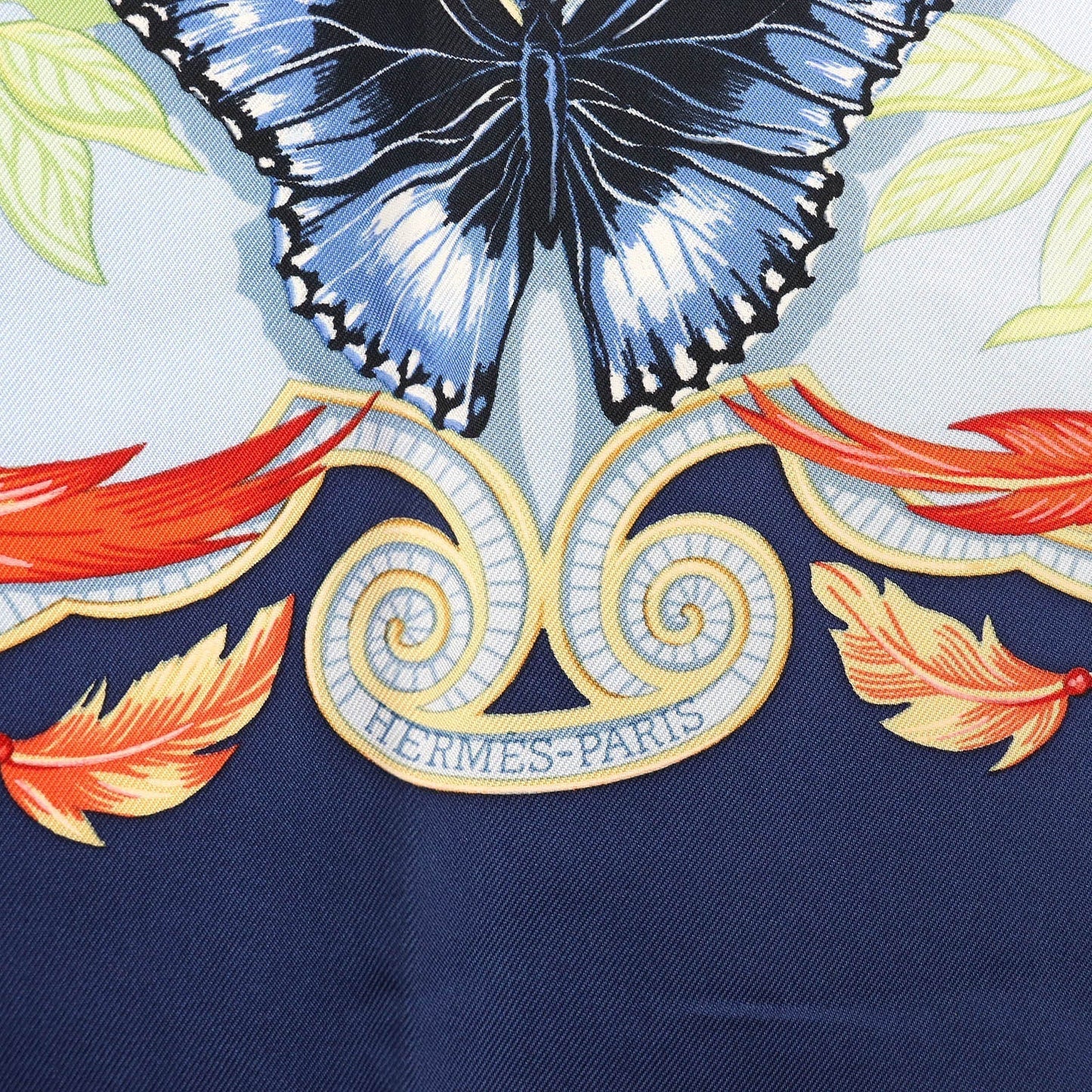 HERMES shawl silk Navy multi-color Carre90 AMAZONIA Amazonia