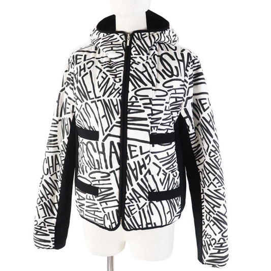 CHANEL Down jacket P70625 Outer: 100% polyester, Filling: 85% down, Filling: 15% polyester, Other: 76% polyamide, 24% polyurethane, Other: 100% polyester Black White/Black Women 36