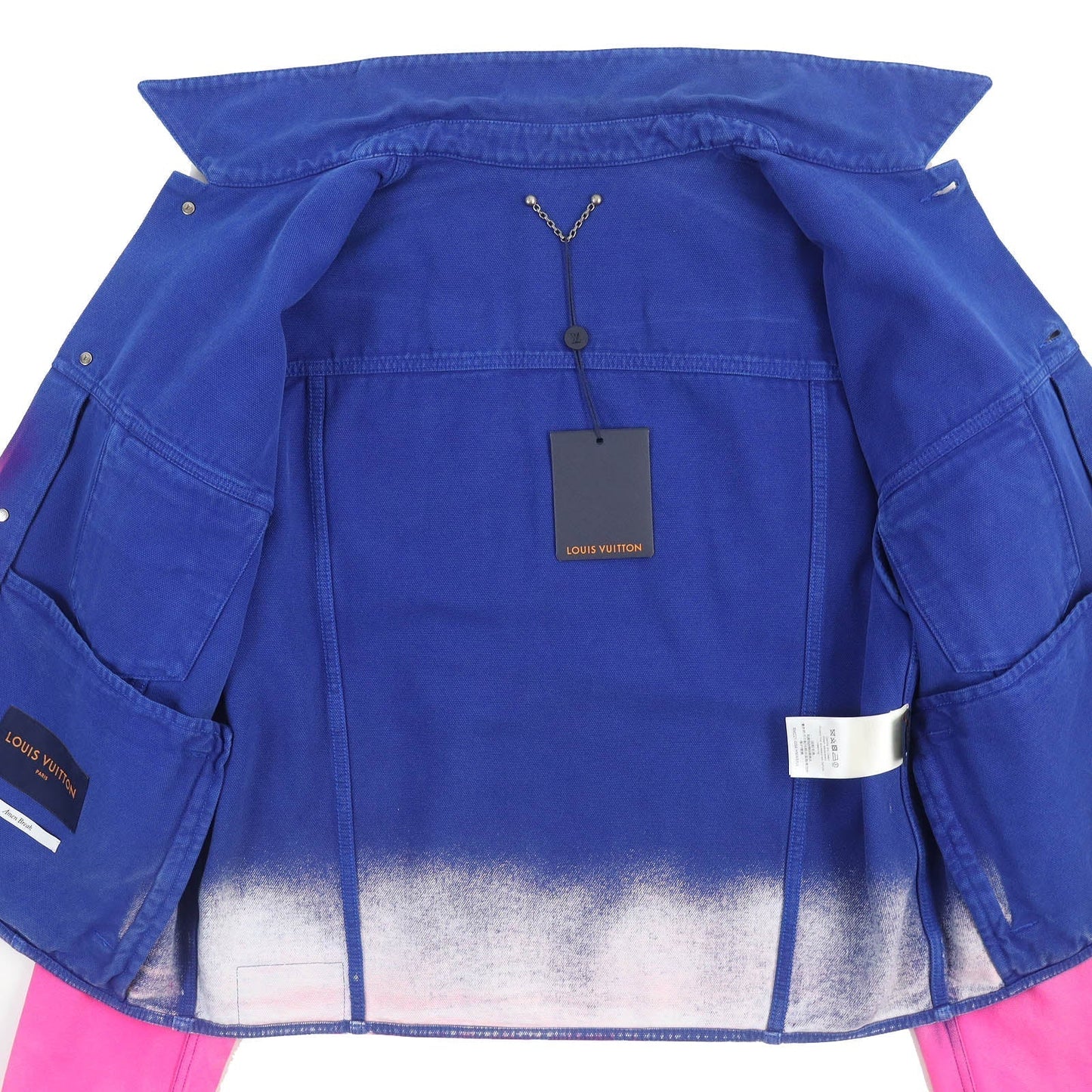 LOUIS VUITTON Denim Jacket HMA83W Outer: 100% cotton, Lining: 100% cotton, Leather part: Cowhide Blue pink Amen Break Cropped Gradient Denim Jacket Amen Break Gradient Denim Cropped Jacket mens 52  d
