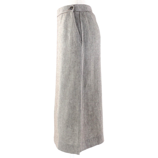 HERMES Tight Skirt linen Brown type 36