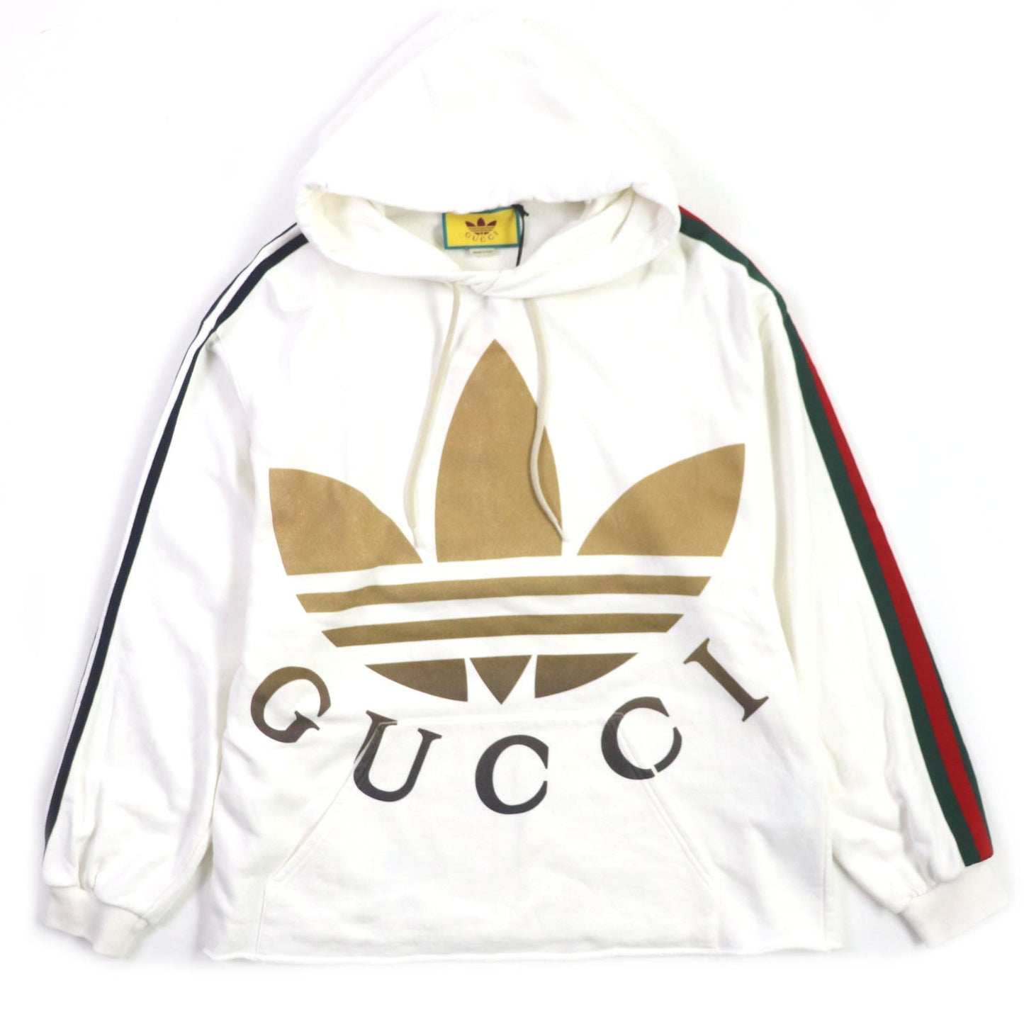 GUCCI Hoodie 722967 Main: 100% cotton, Trimming: 97% cotton, 3% polyurethane Partial   1: 58% cotton, 42% rayon Partial   2: 65% rayon, 35% cotton white mens S