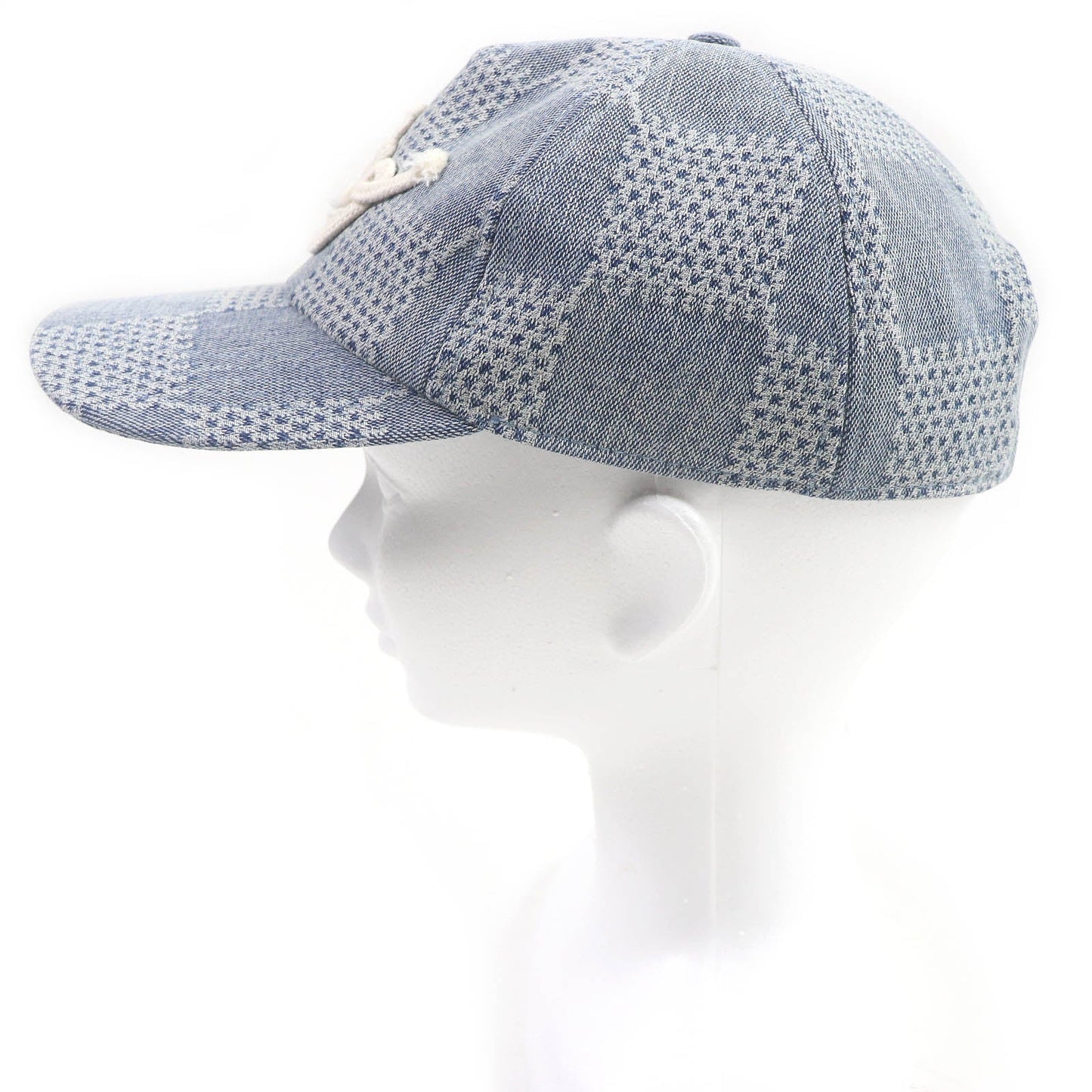 LOUIS VUITTON cap M7534L Outer: 91% cotton, Outer: 8% polyester, Outer: 1% polyurethane, Lining: 54% cotton, Lining: 46% rayon, Trim: 100% cotton Indigo blue Cap Damier Denim 3D mens  d