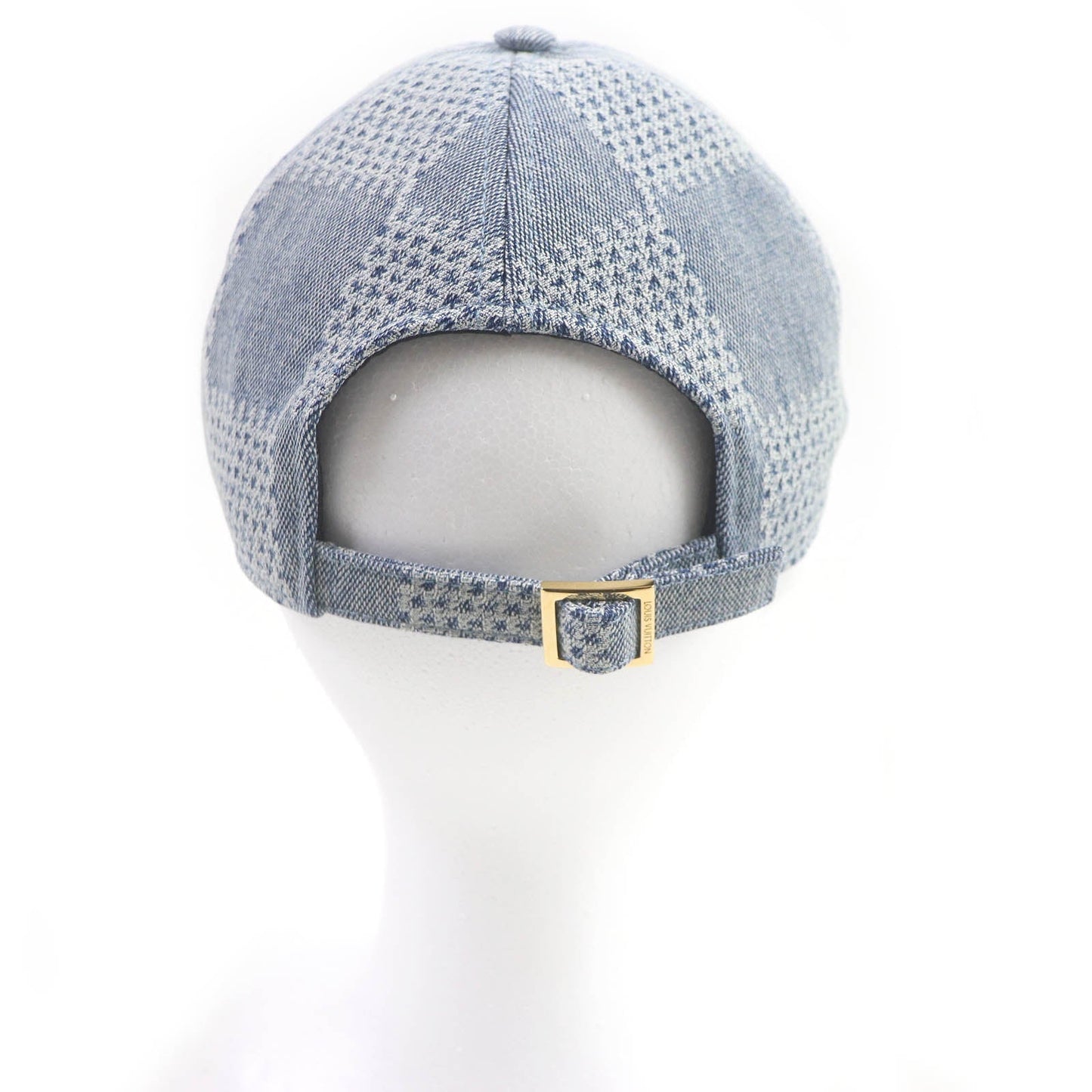 LOUIS VUITTON cap M7534L Outer: 91% cotton, Outer: 8% polyester, Outer: 1% polyurethane, Lining: 54% cotton, Lining: 46% rayon, Trim: 100% cotton Indigo blue Cap Damier Denim 3D mens  d