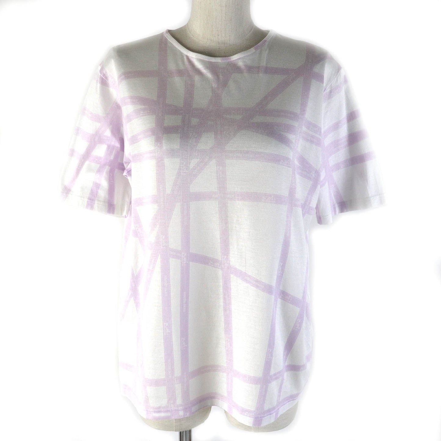 HERMES Short sleeve T-shirt Main: 100% cotton White purple Beaulieu Women L  d