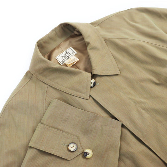 HERMES Stainless collar coat Outer: 100% wool, Lining: 100% acetate Brown type iridescent mens 52  d