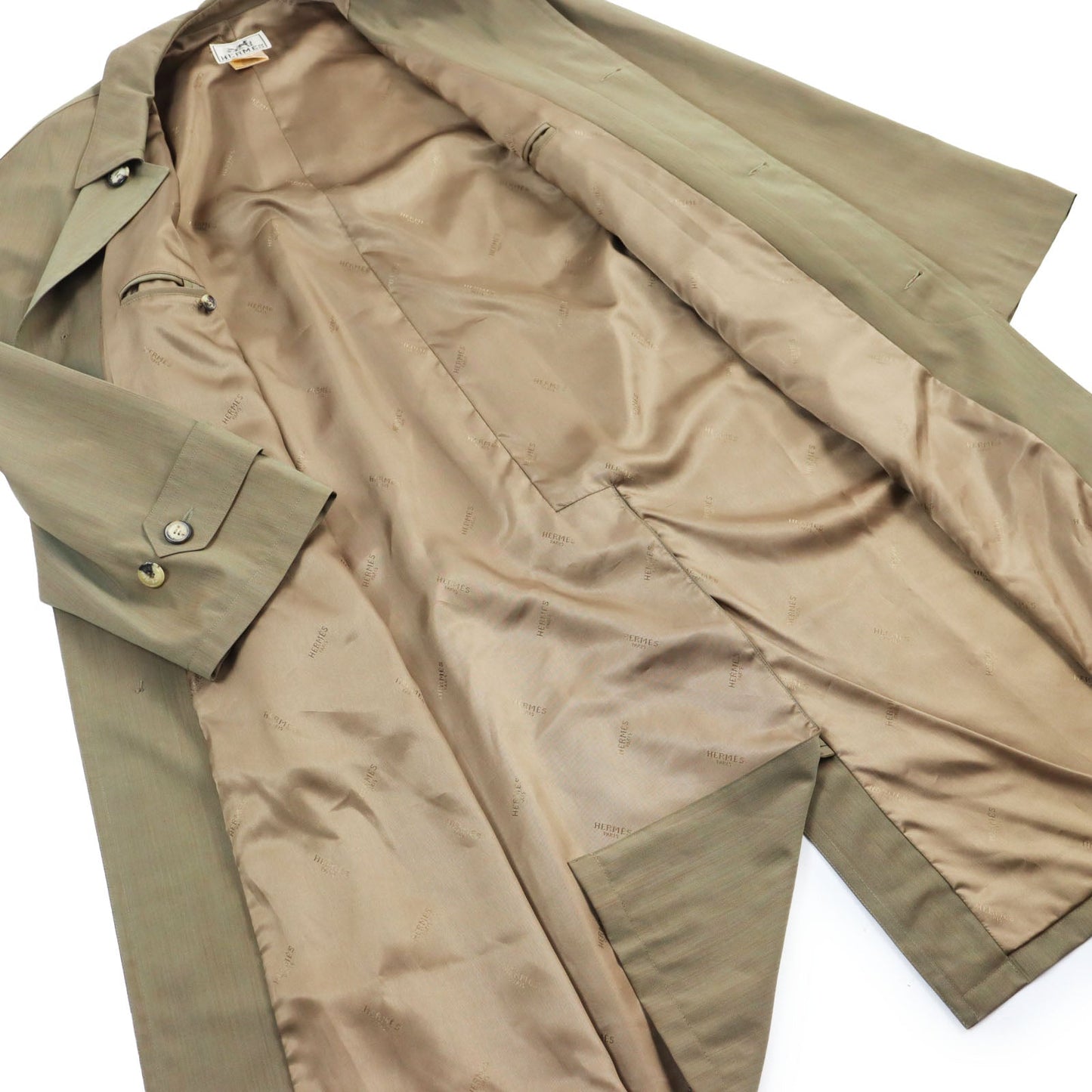 HERMES Stainless collar coat Outer: 100% wool, Lining: 100% acetate Brown type iridescent mens 52  d