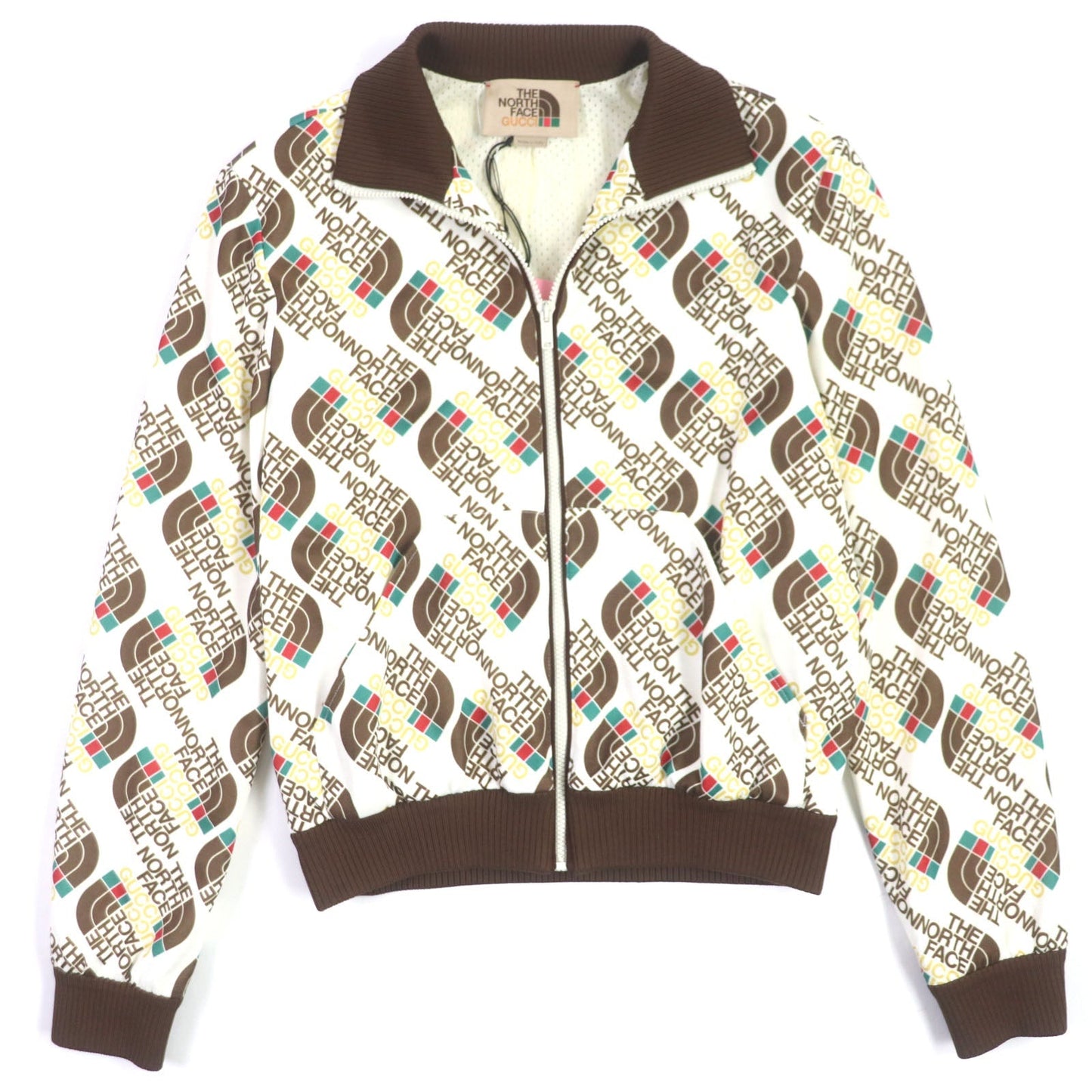 GUCCI Track jacket 651321 Outer: 55% polyester, Outer: 45% cotton, Lining: 100% polyester, Part: 93% polyester, Part: 5% nylon, : 2% polyurethane Brown white mens XS