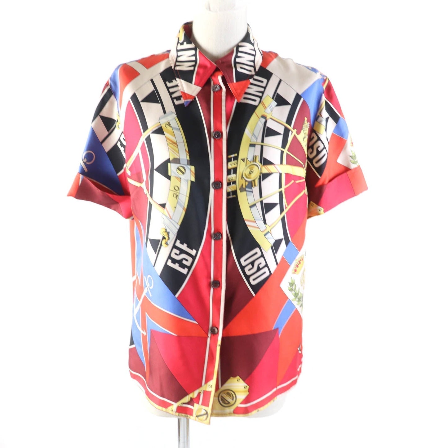 HERMES Short sleeve shirt Main: 100% silk Multi Women 38  d