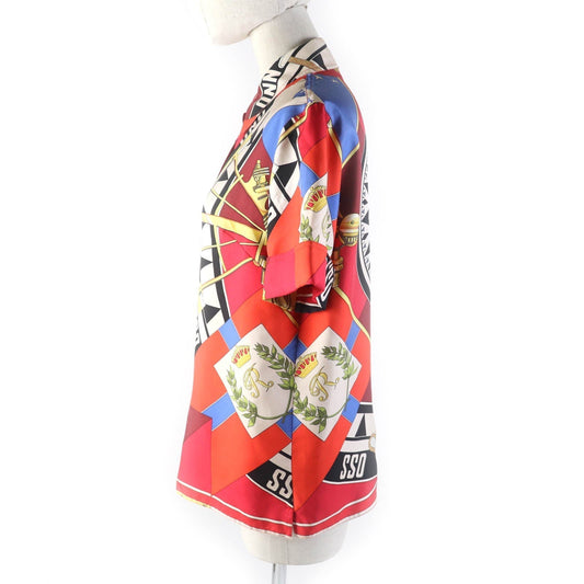 HERMES Short sleeve shirt Main: 100% silk Multi Women 38  d