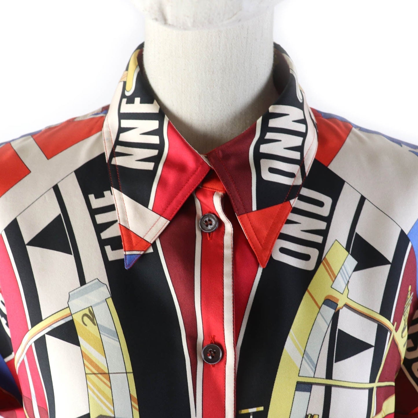 HERMES Short sleeve shirt Main: 100% silk Multi Women 38  d