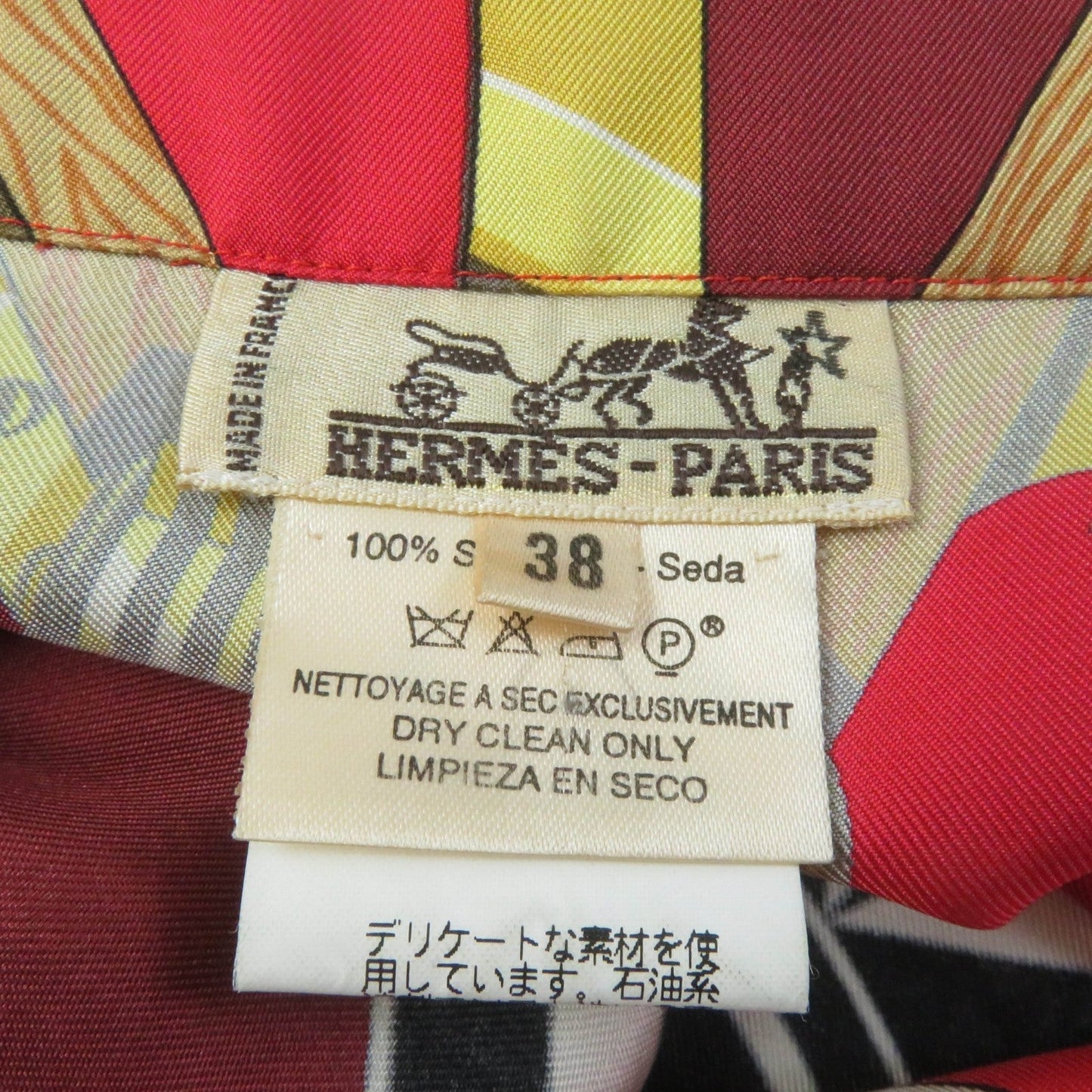 HERMES Short sleeve shirt Main: 100% silk Multi Women 38  d