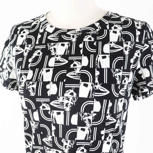 HERMES Short sleeve T-shirt cotton Black White BRIDES DE GALA en Desordre Ceremonial bridles 34