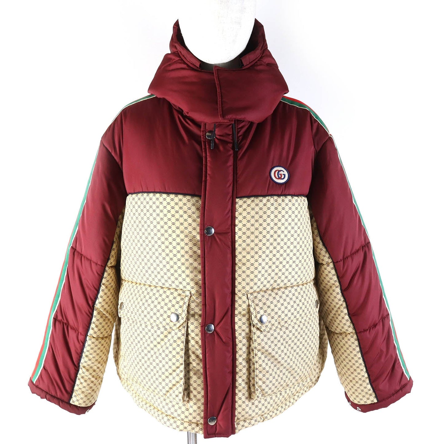 GUCCI Jacket 663279 Main: 100% nylon, Filling: 100% polyester, Part: 100% polyester, Lining: 100% nylon Bordeaux Beige type PARACHUTE NYLON PADDED GG Women 38