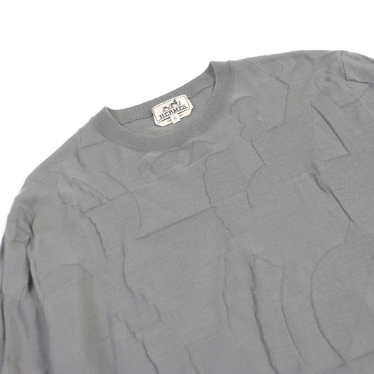 HERMES Short sleeve knit wool gray XL