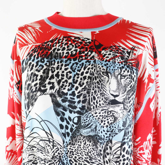 HERMES tops 3E2816D3 silk Red JUNGLE LOVE 36