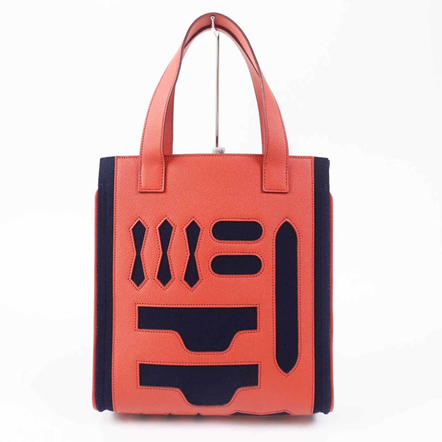 HERMES Tote Bag Main: Epsom, felt Coral Pink Navy Petit h Women  d