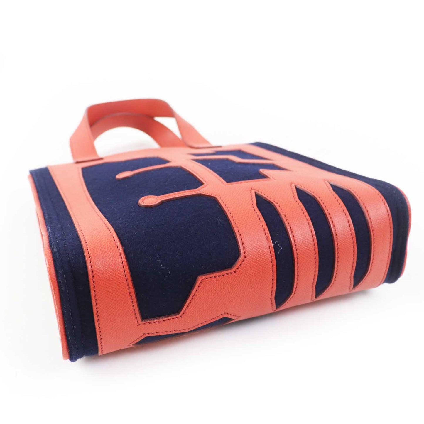 HERMES Tote Bag Main: Epsom, felt Coral Pink Navy Petit h Women  d