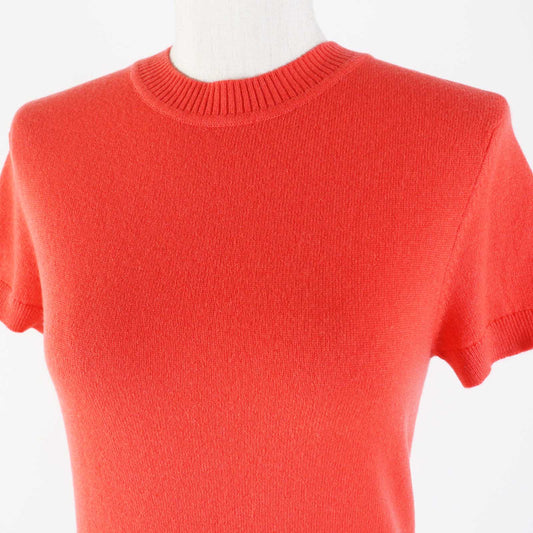 HERMES Short sleeve knit cashmere Orange type 34