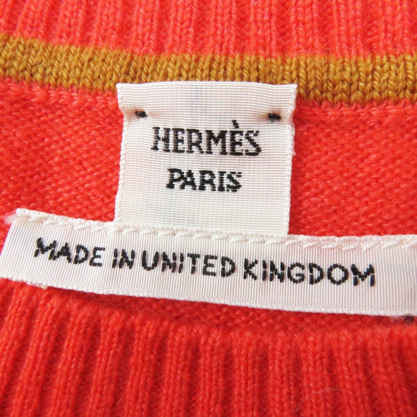 HERMES Short sleeve knit cashmere Orange type 34