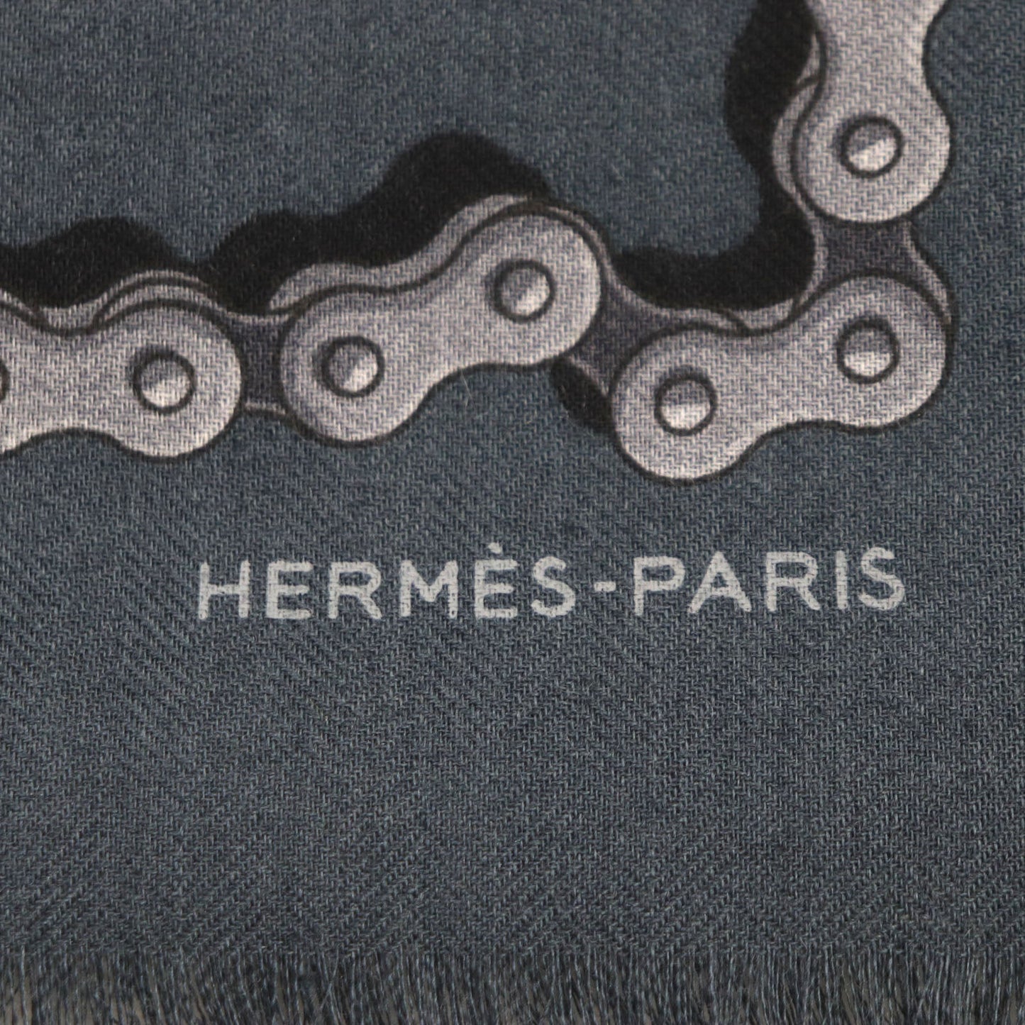 HERMES shawl cashmere Navy Cheval Dechaine