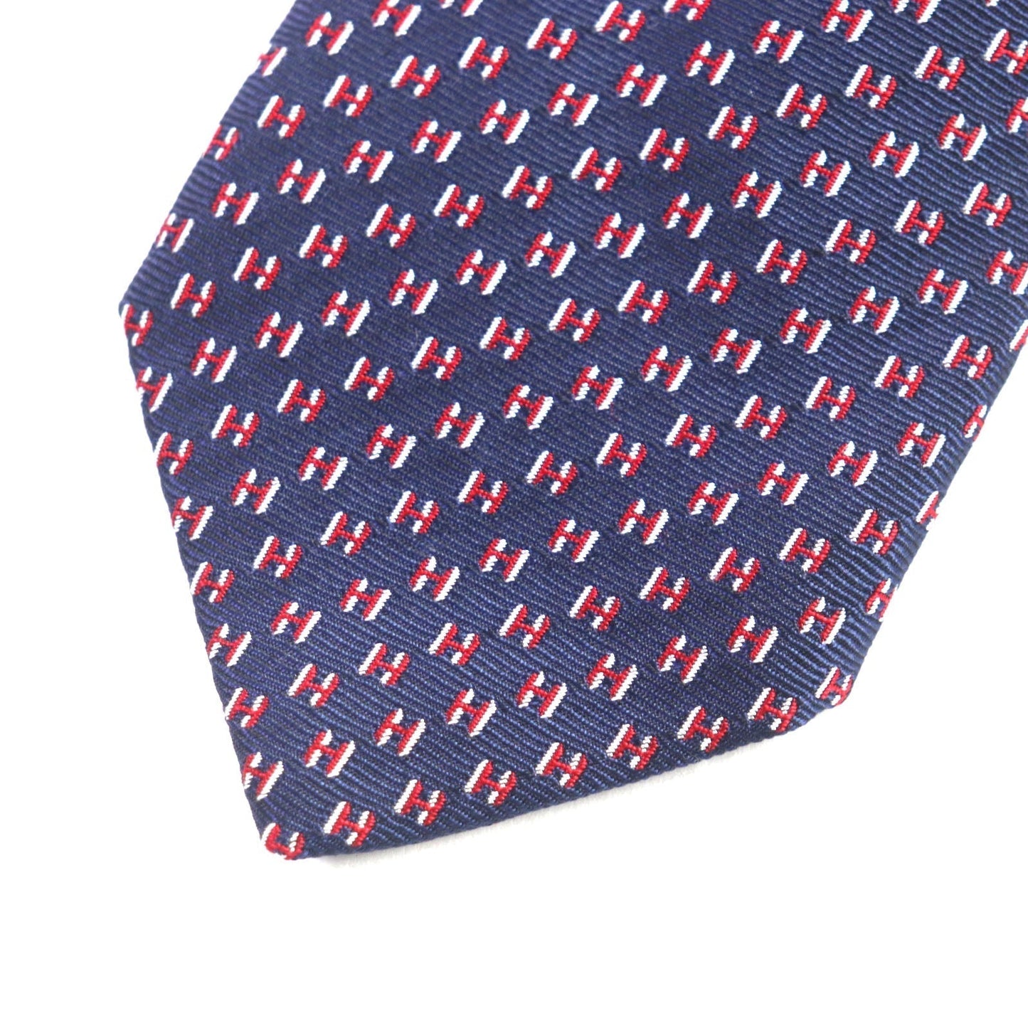 HERMES tie 339320T silk MARINE/ROUGE/BLANC H Flamboyant Web
