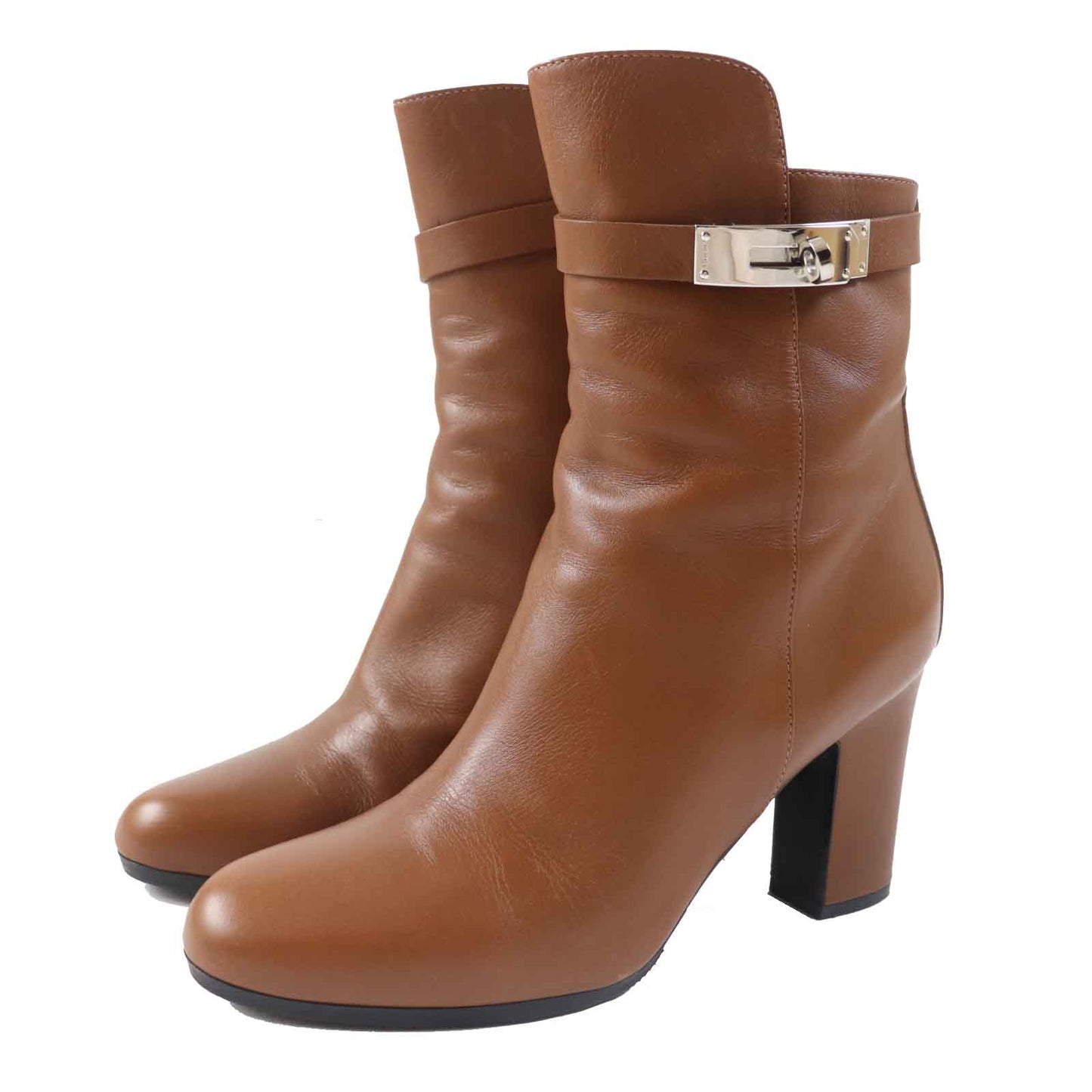 HERMES short boots leather Brown JOUE  38.5
