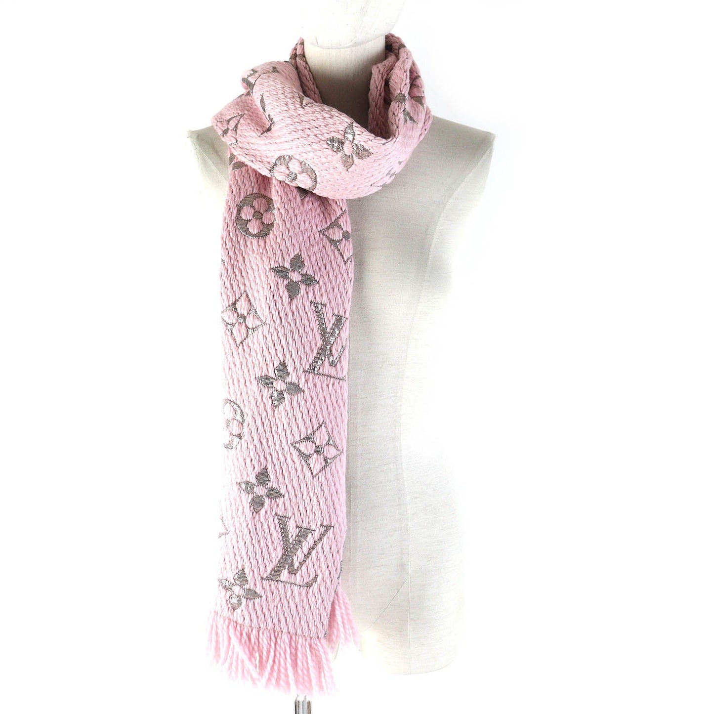 LOUIS VUITTON Scarf M70466 Main: 95% wool, Main: 3% silk, Main: 2% polyester Rose valerine Escalp Logo Mania Shine Women
