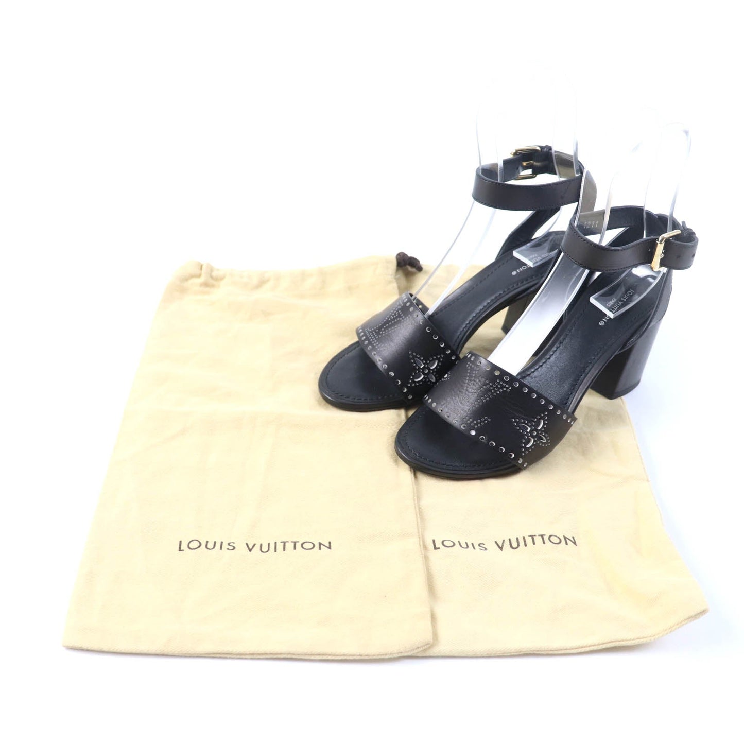 LOUIS VUITTON Sandals Main: Leather black horizon line Monogram Mahina Women 37