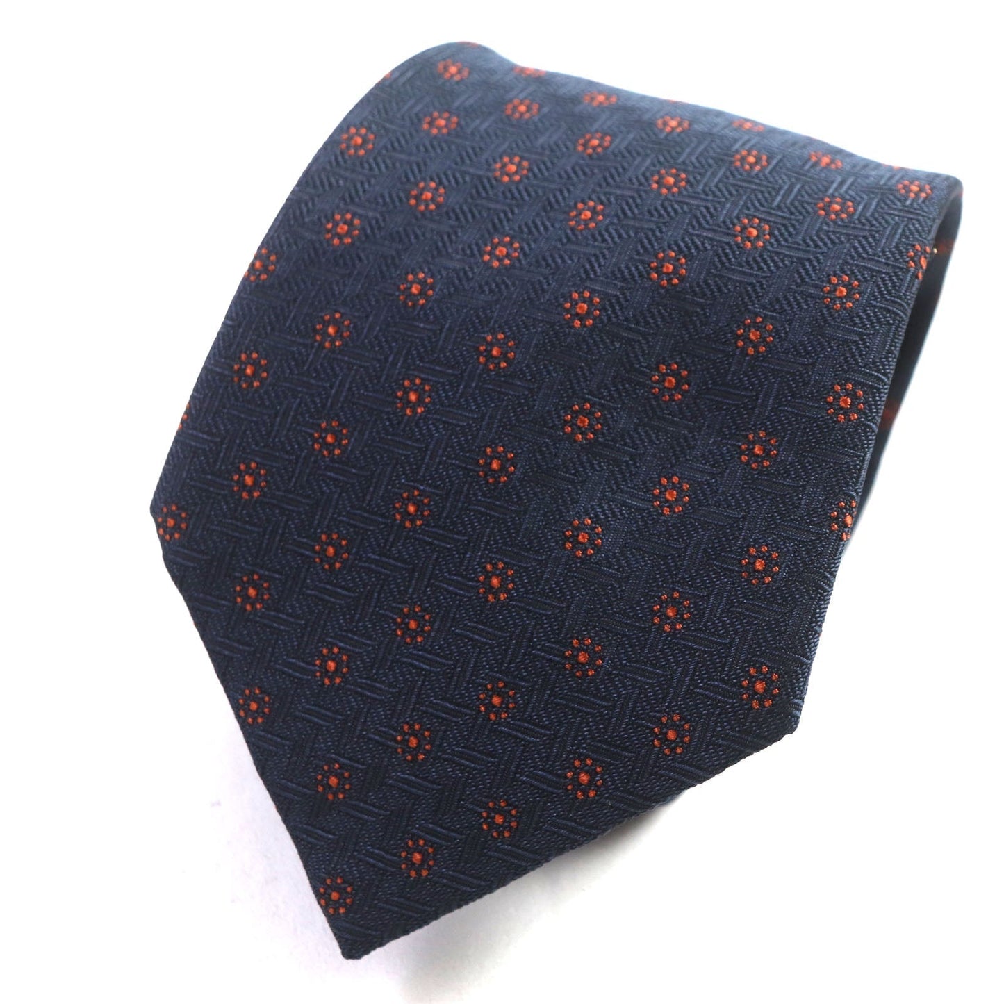 HERMES tie silk Navy orange