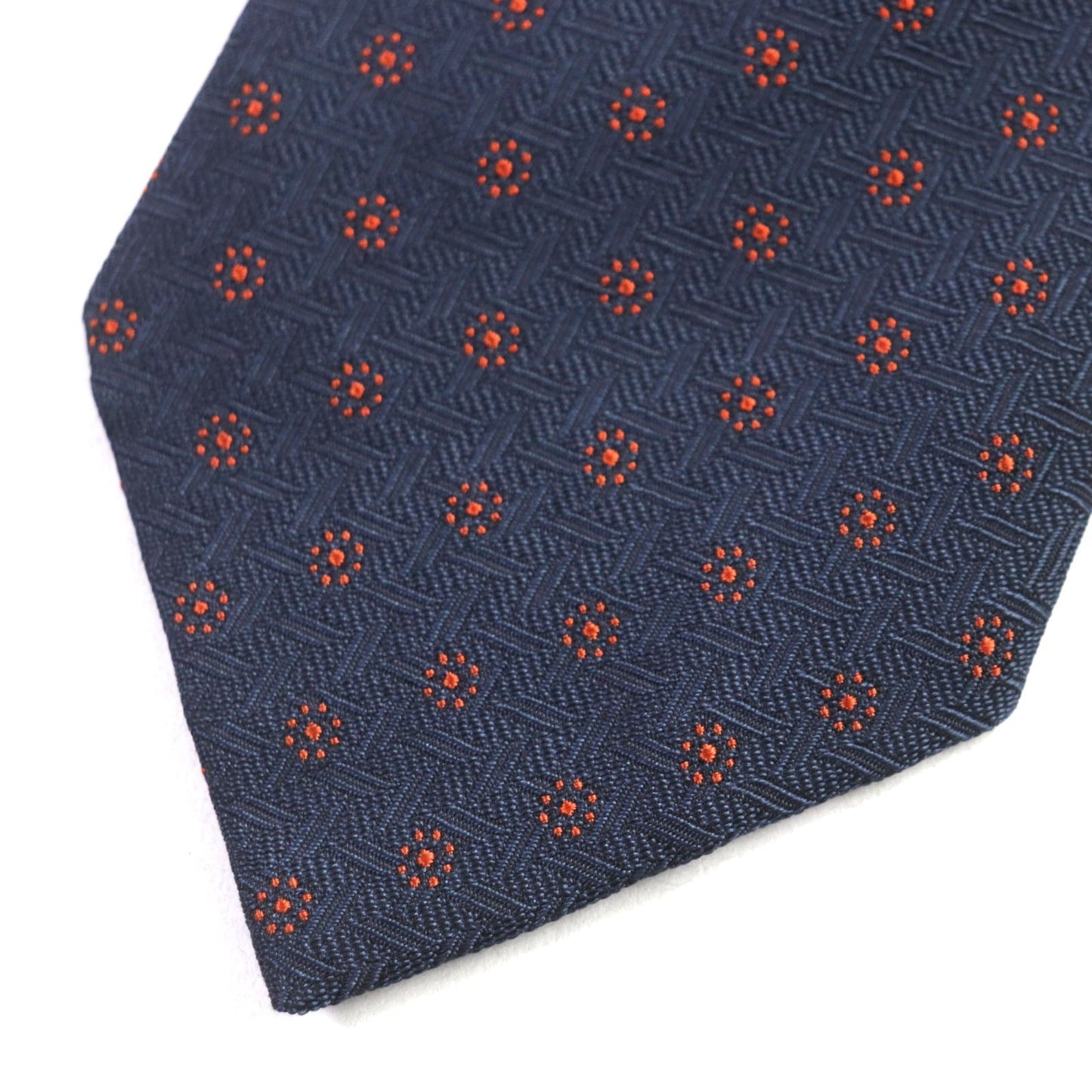 HERMES tie silk Navy orange
