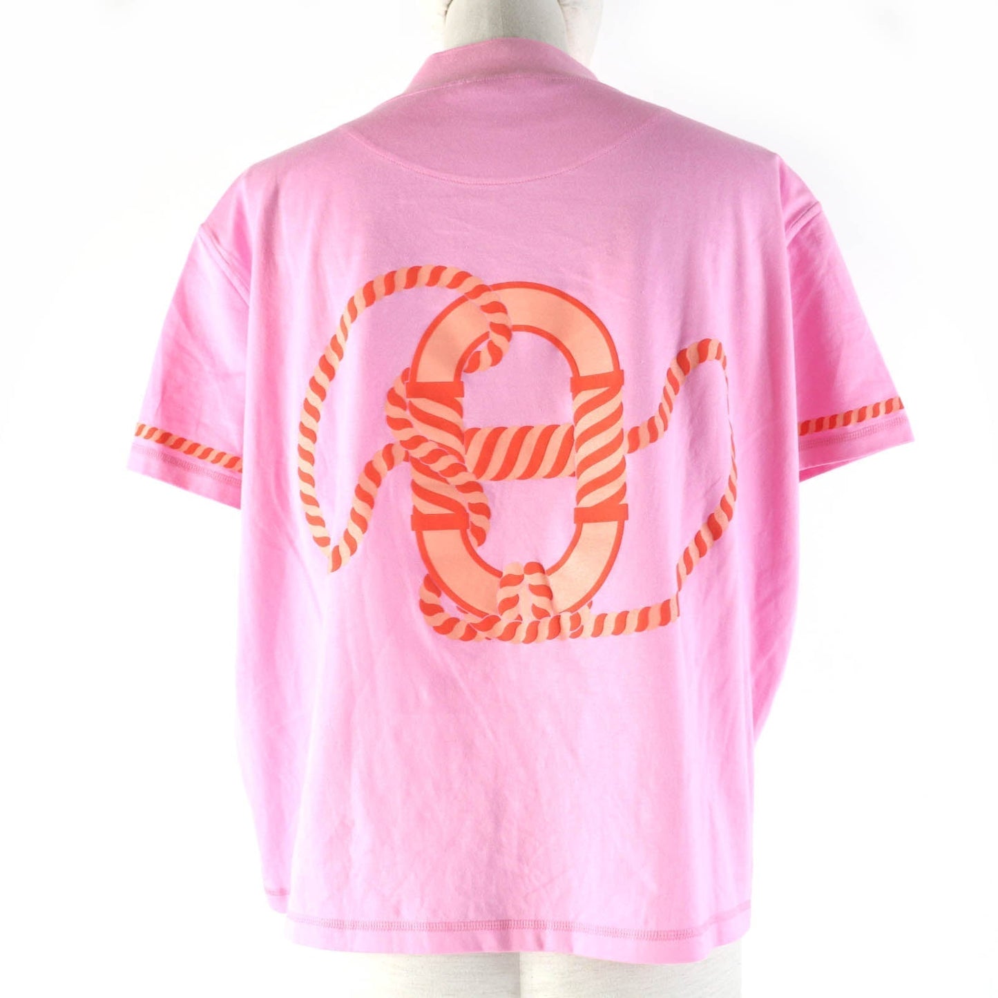 HERMES Short sleeve T-shirt 3E4621DL cotton pink cartouche 34