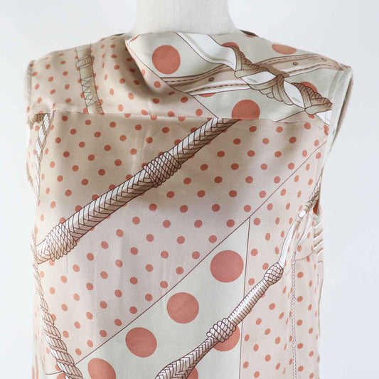 HERMES tops silk Beige Orange type Clic Clac a Pois Clic Clac Dot 34