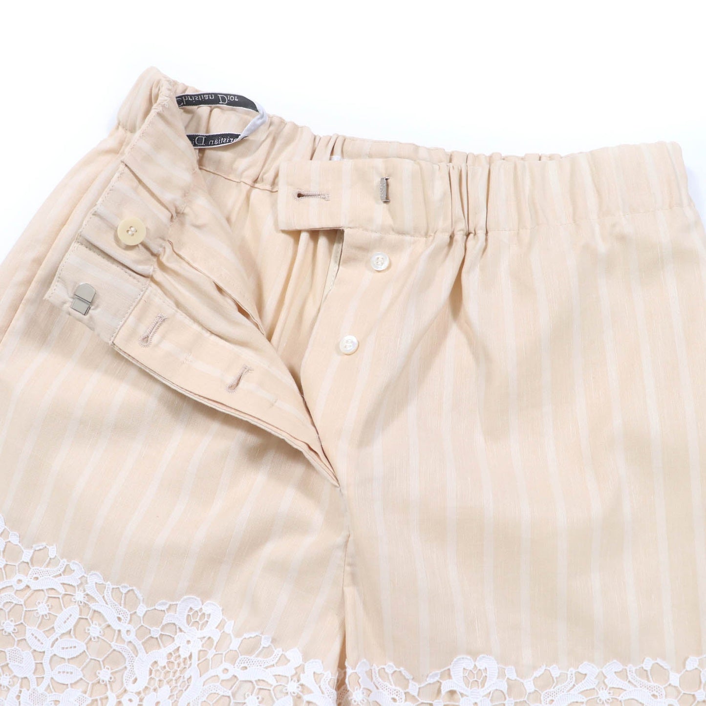 Christian Dior Bee embroidery Lace Stripe Shorts