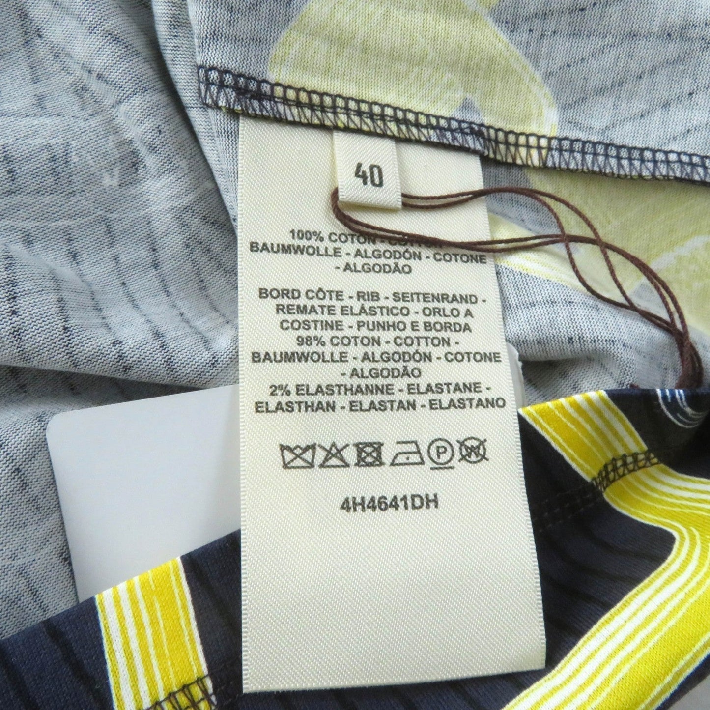 HERMES Short sleeve T-shirt 4H4641DH cotton Navy yellow Kaleidoscope Effect 40