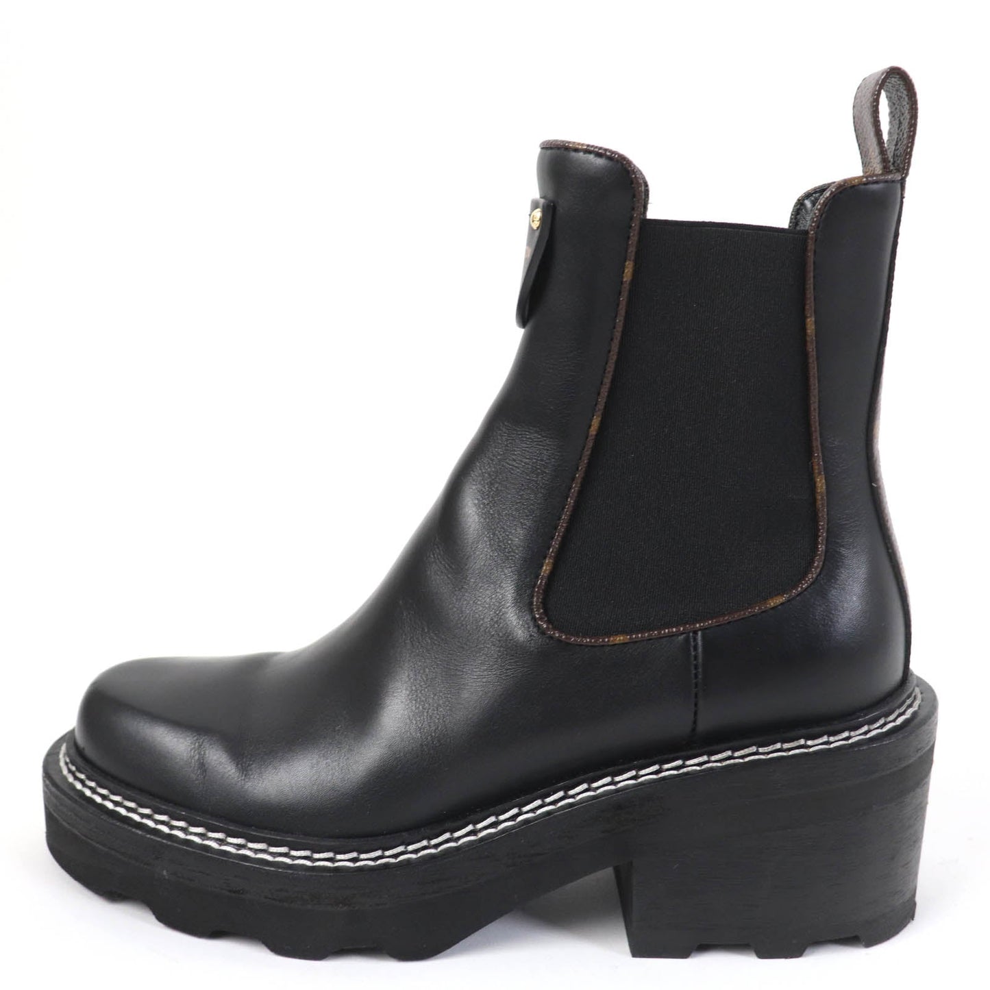 LOUIS VUITTON Ankle boots 1A8947 leather black LV Bobur Line 35.5