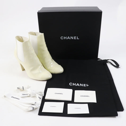 CHANEL Ankle boots 22C G38579 Patent leather Ecru 38