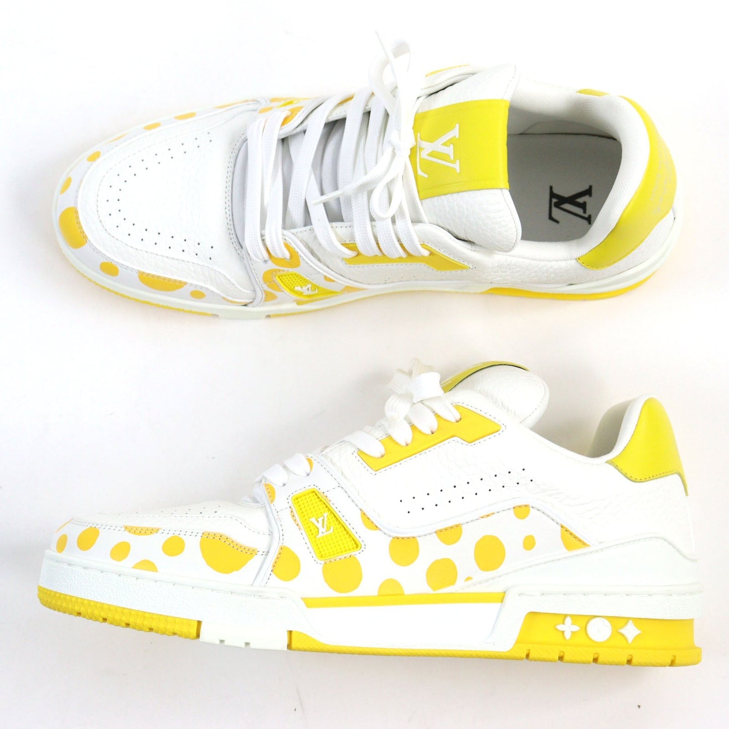LOUIS VUITTON sneakers 1ABD20 Main: Leather White yellow LV trainer line mens 8