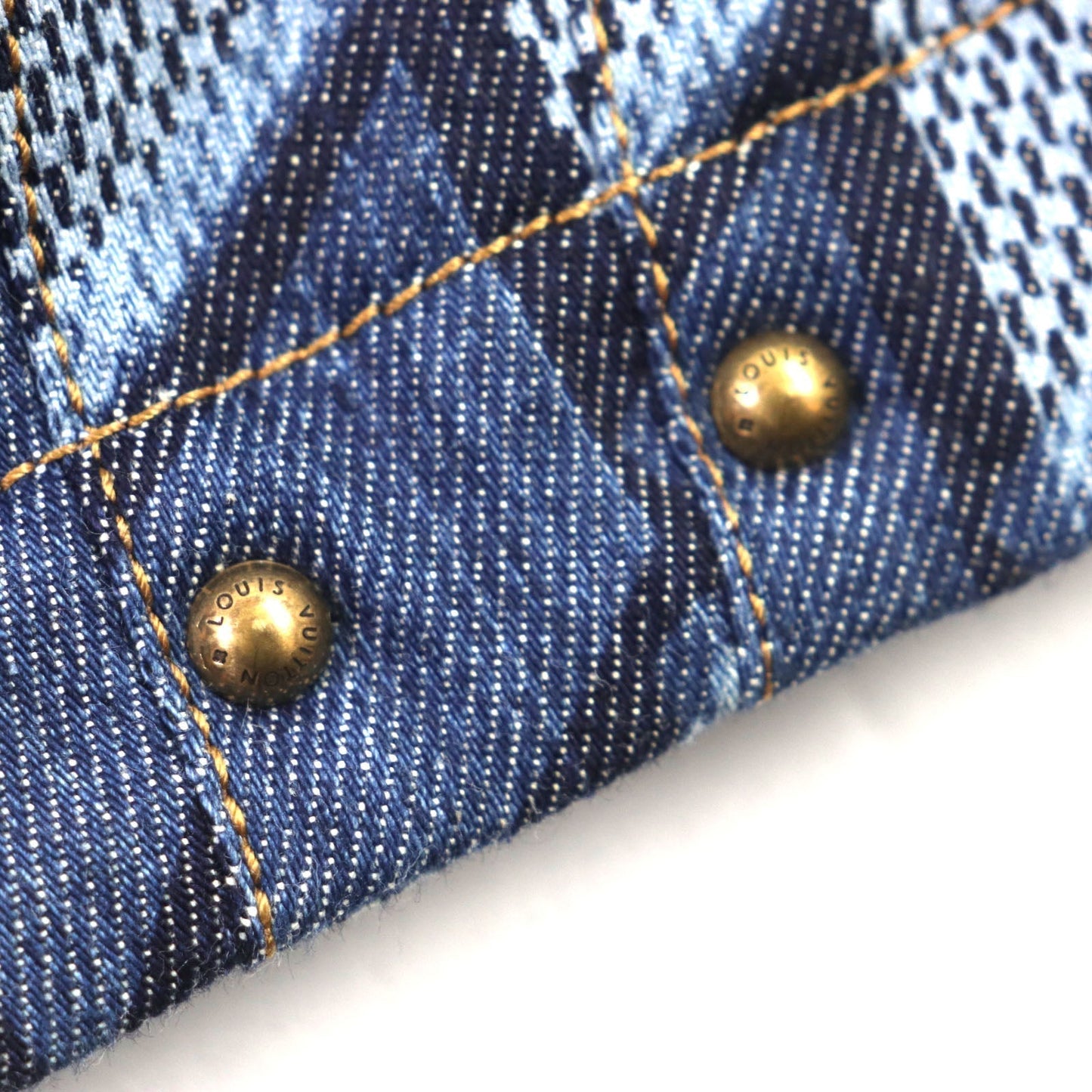 LOUIS VUITTON Denim Jacket HNA76W cotton Indigo blue Diamond Damier 46