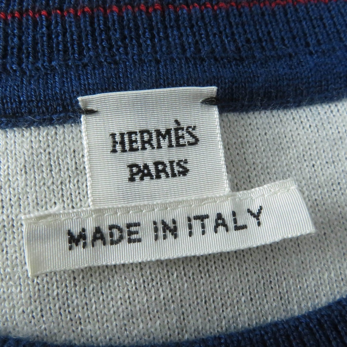 HERMES Short sleeve knit 3E2615D4 cashmere Navy Kanoe Chene Dunkle 40