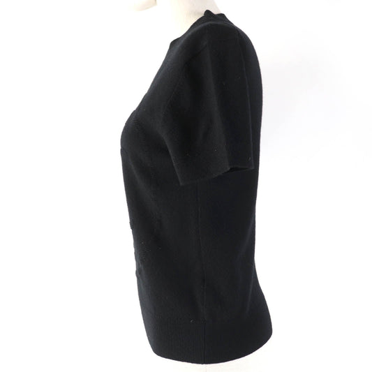 HERMES Short sleeve knit 2H2663D1 cashmere black 36