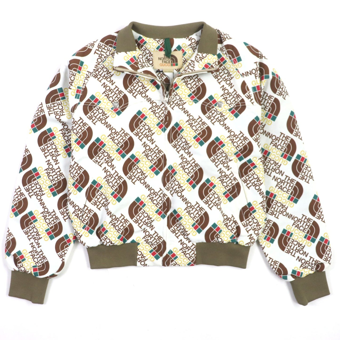 GUCCI Bomber jacket 648866 Outer: 100% nylon, Lining: 100% polyester, Part: 95% cotton, Part: 5% polyurethane, Filling: 100% polyester Brown white mens M