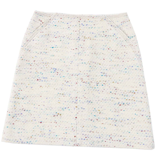 CHANEL skirt 03C P20369 Outer: 92% wool, Outer: 4% polyamide (nylon), Outer: 4% viscose, Lining: 100% silk Light Beige Multi Women 46