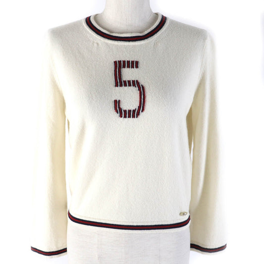 CHANEL knit P70307K10000 Main: 100% cashmere Ivory red navy No5 Women 38