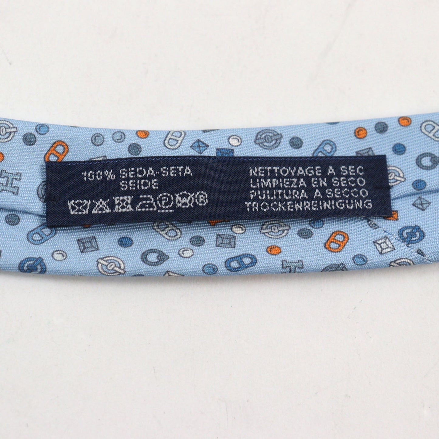 HERMES tie silk Light blue type Quincaillerie Shuffle